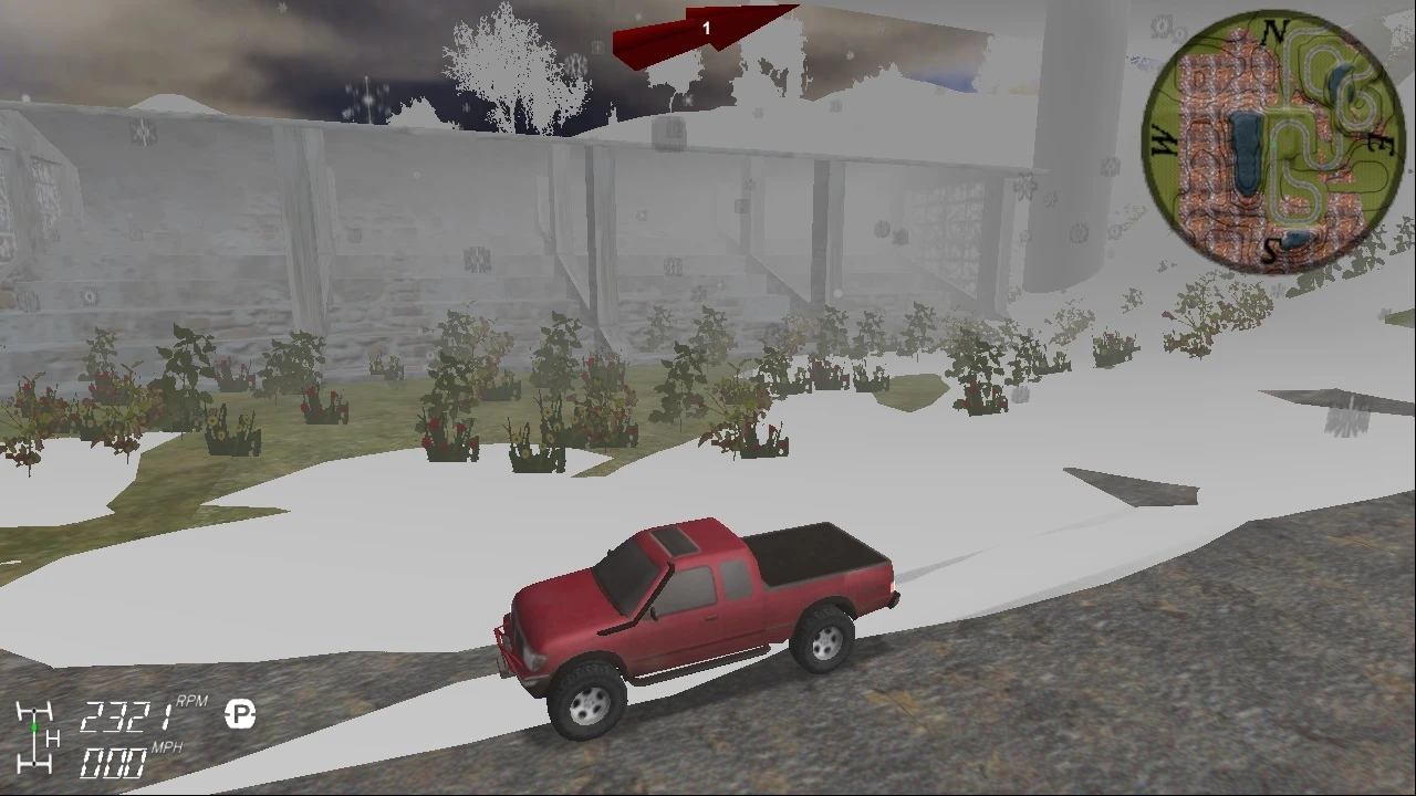 Roter Pickup fährt durch verschneiten Wald im Mod 4x4 Evo 2 EvoR Edition