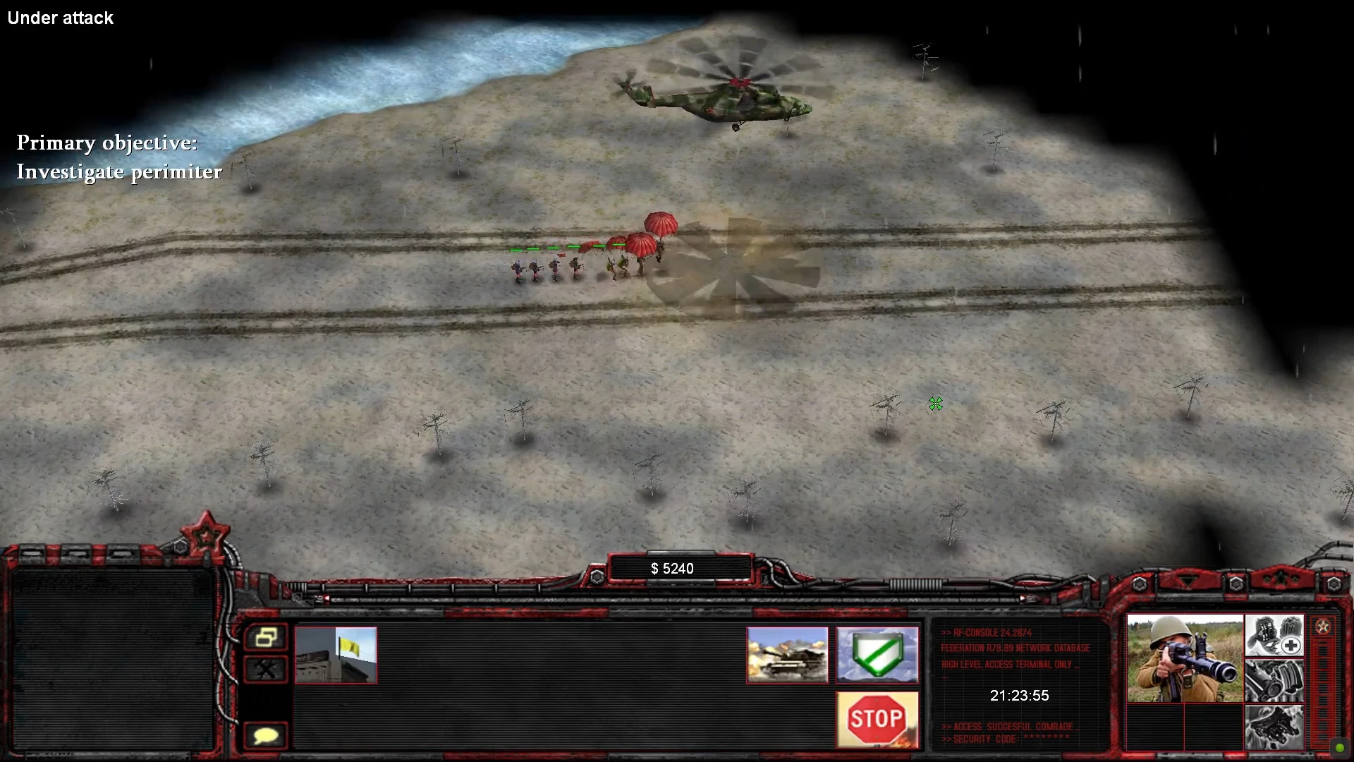 Вид из игры с вертолетом и десантниками во время атаки в дополнении ROTR 1.86