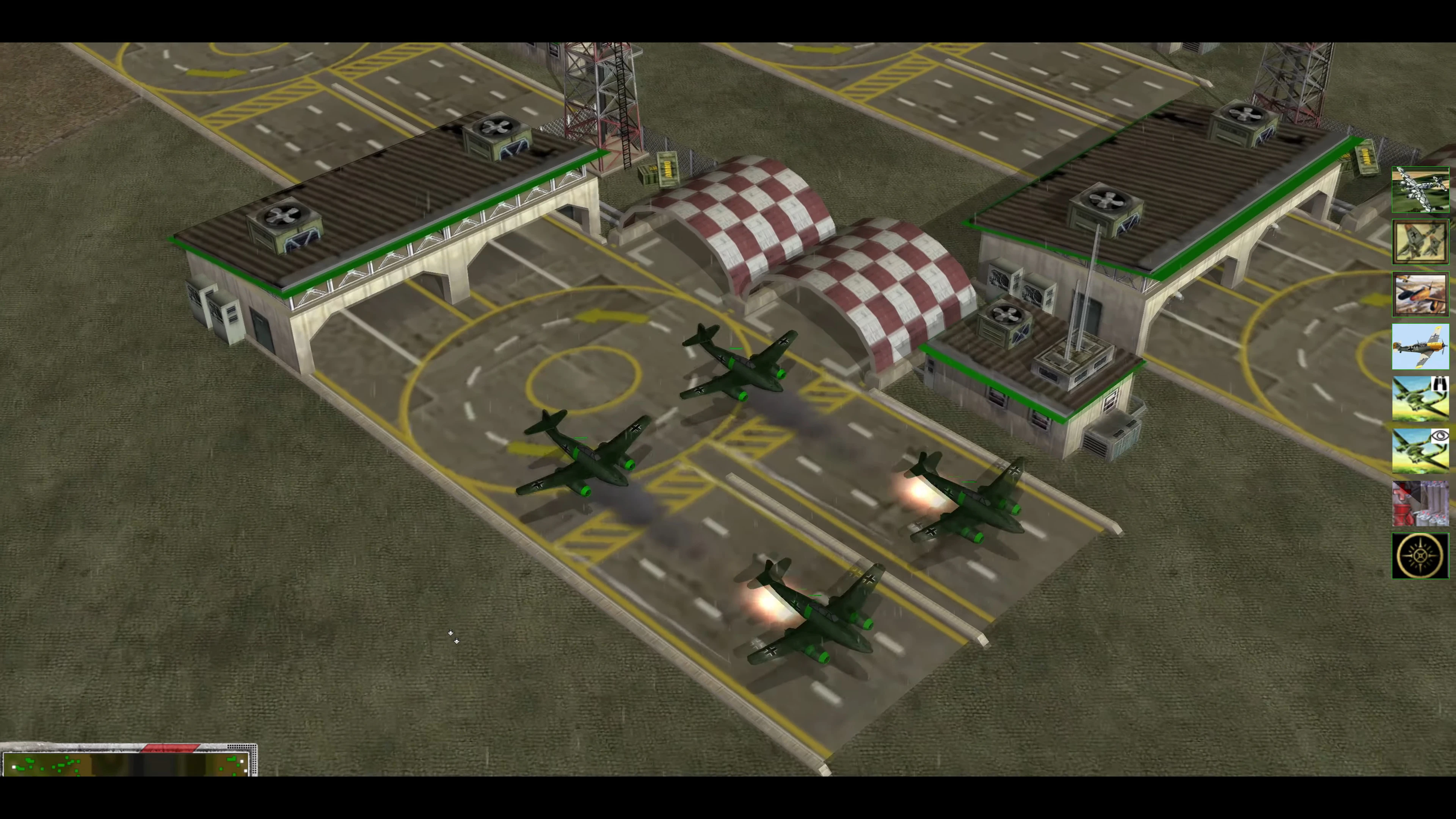 Чотири винищувачі Другої світової злітають з авіабази у моді Command & Conquer Generals C&C World War II