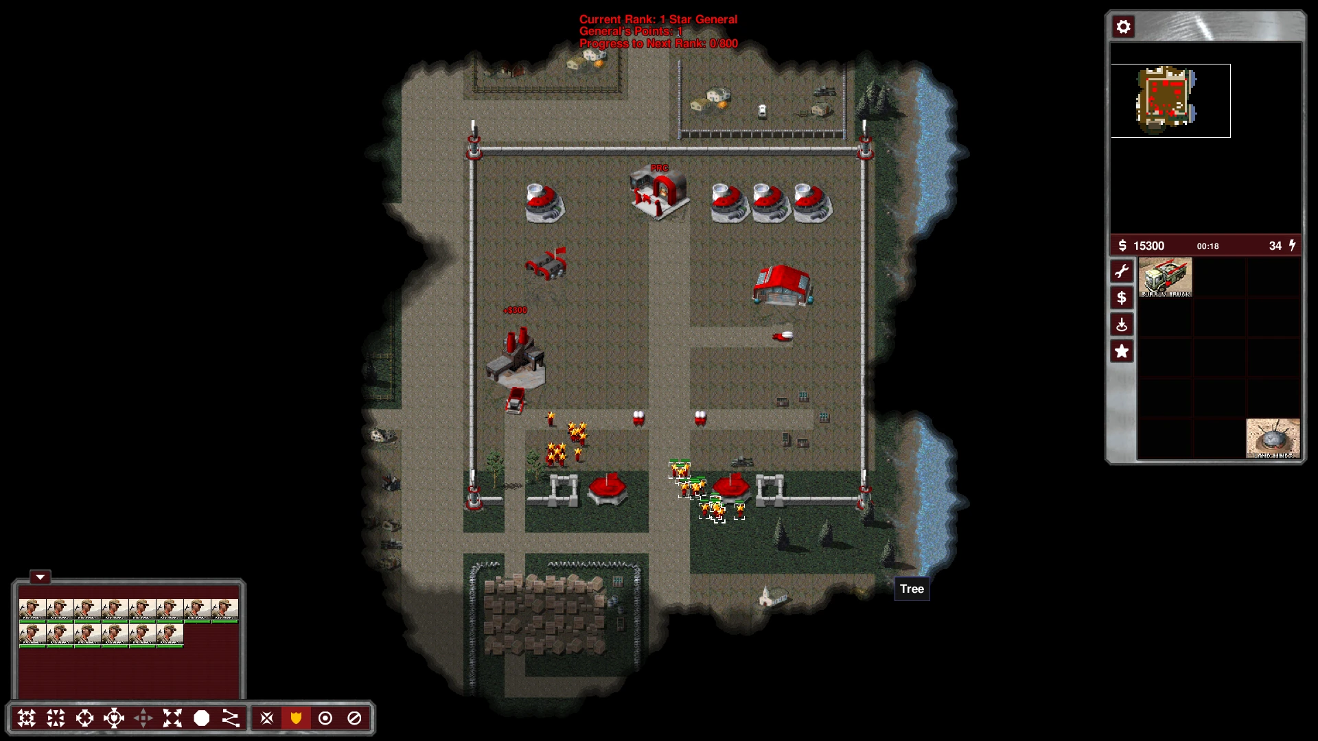 Вигляд зверху на базу із захисниками та будівлями в моді Generals Alpha до Command & Conquer