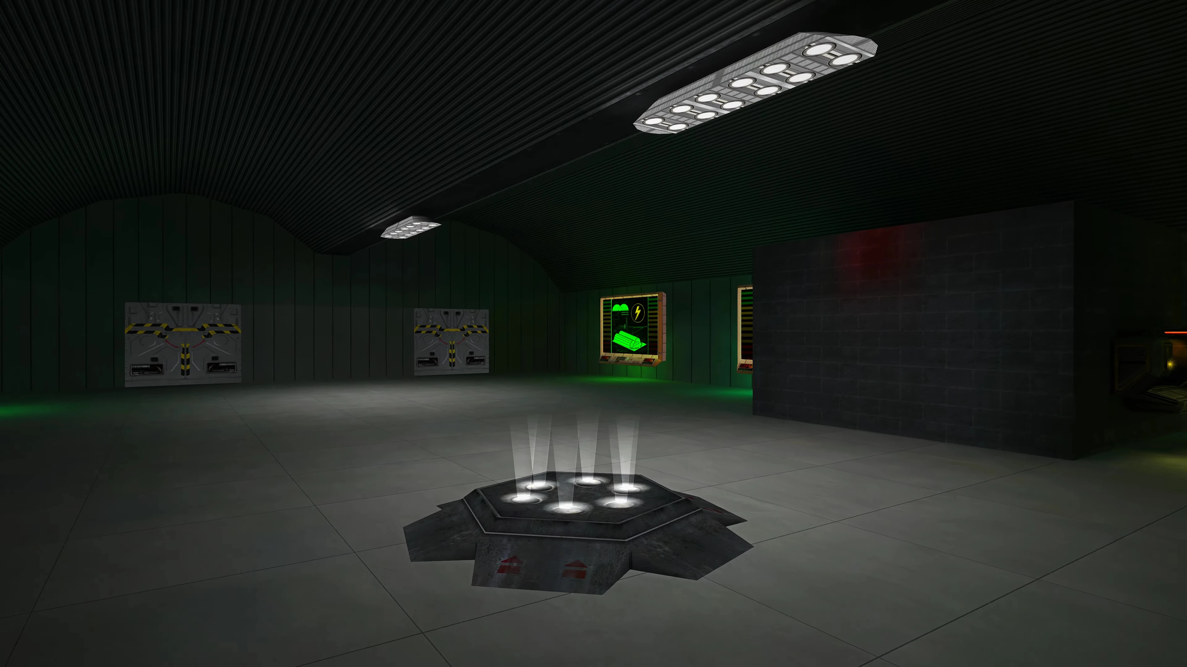 Футуристична внутрішня кімната з світлою платформою та металевими стінами в моді RenHD для Command & Conquer: Renegade