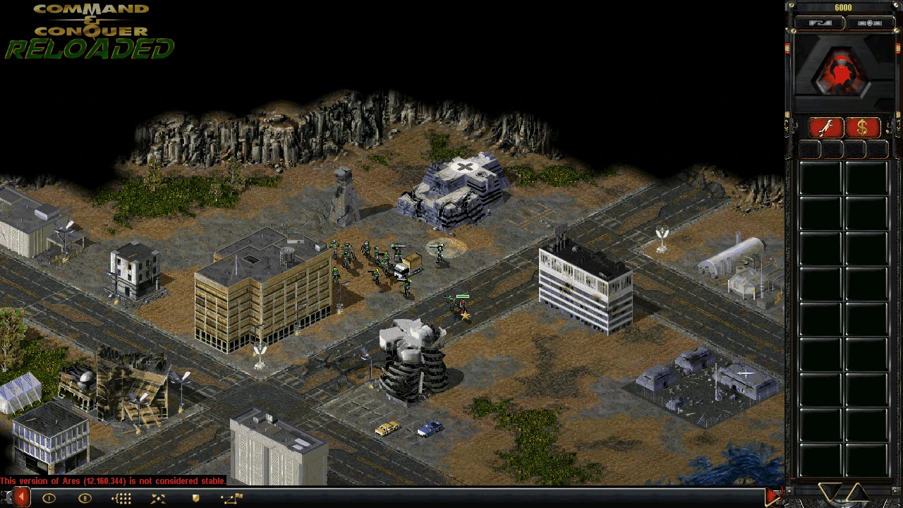 Скриншот с войсками и зданиями на городской военной базе в моде Command & Conquer Yuri's Revenge Reloaded