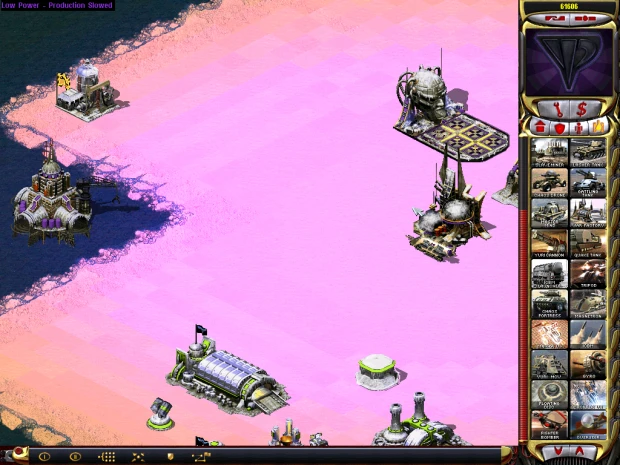 Знімок екрана із будівлями бази та інтерфейсом моду в Command & Conquer Yuri's Revenge Generals Mod