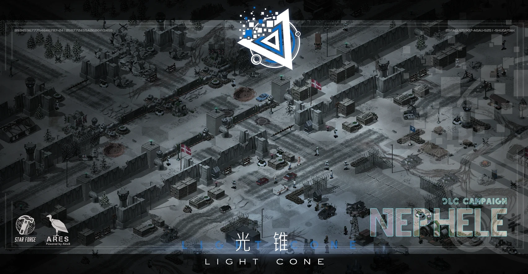 Сніжне поле бою з укріпленнями, технікою та юнітами з мода LightCone для Command & Conquer Yuri's Revenge