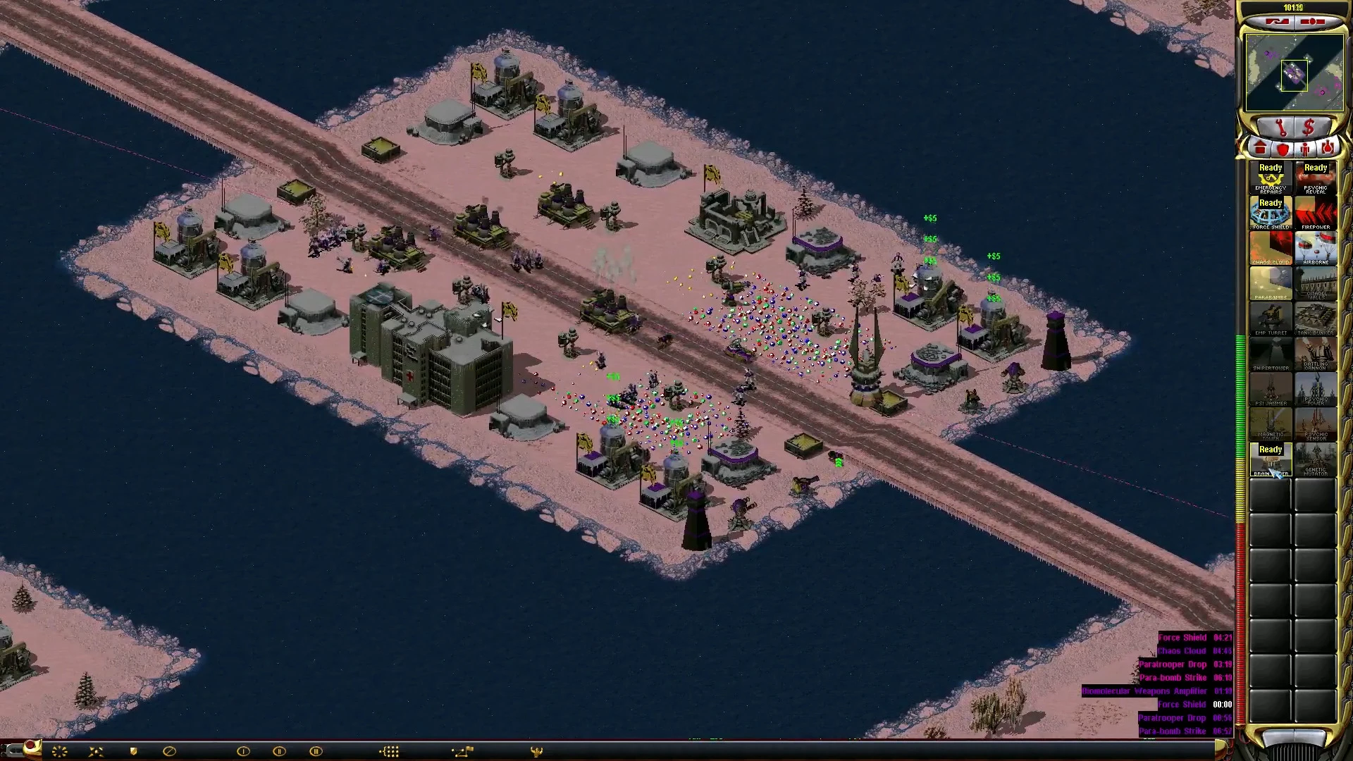 Screenshot of island base with buildings and units in Red Alert 2 Apocalypse mod