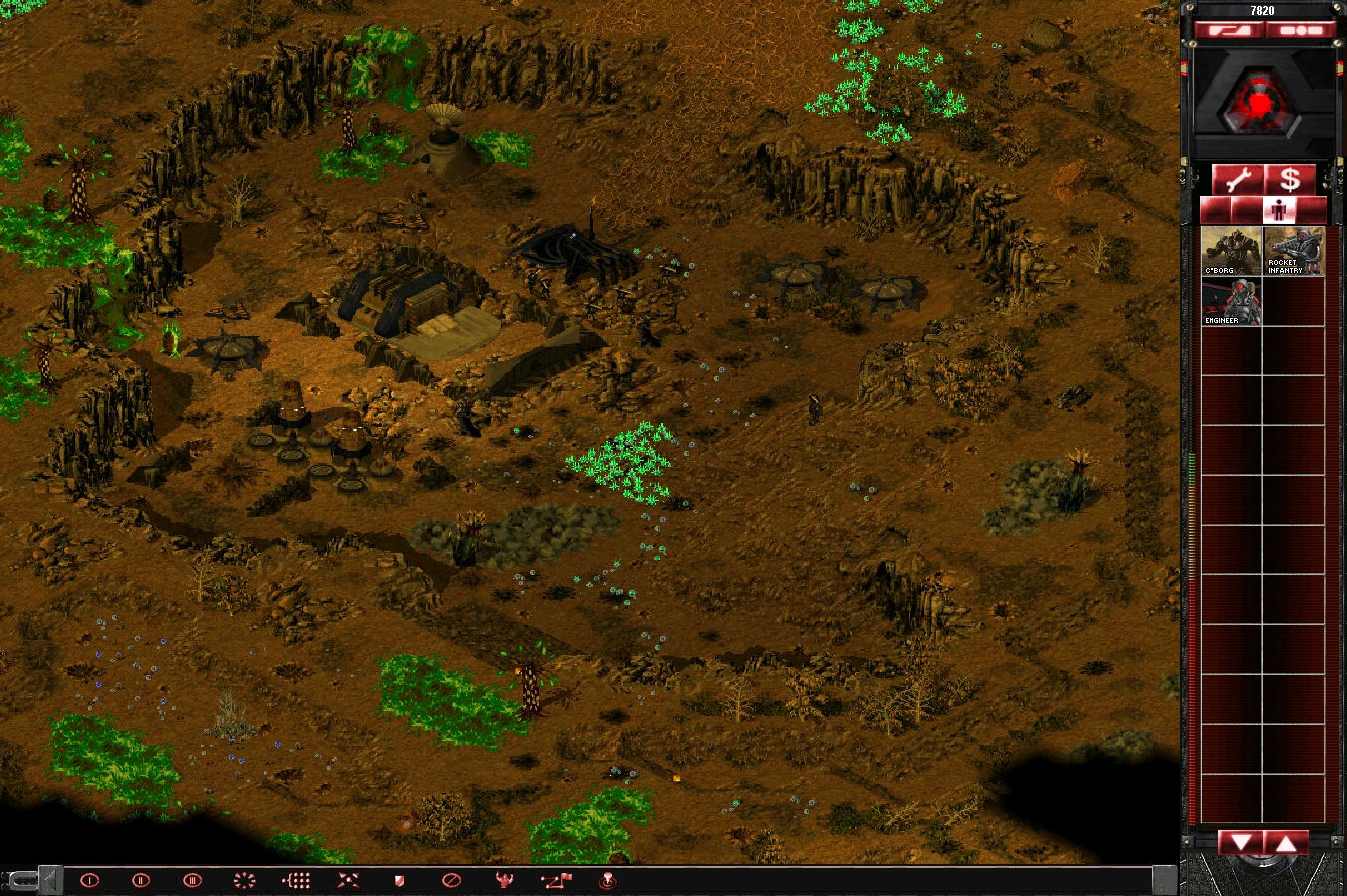 Скриншот игры с пустынной местностью, военными юнитами и строениями в моде TS Another World для Command & Conquer Yuri's Revenge