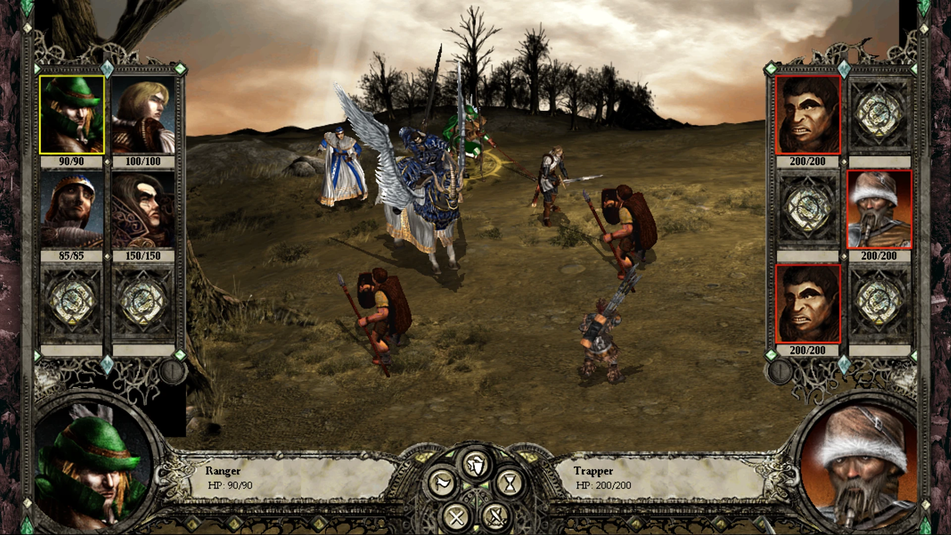 In-game battle screen showing units and health points from Disciples II: Rise of The Elves with Alternative Mod
