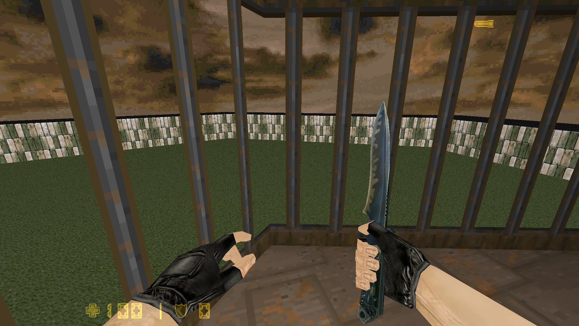 Vista en primera persona con cuchillo de combate en Doom II: Hell on Earth con el addon Lambda-Strike HD Models