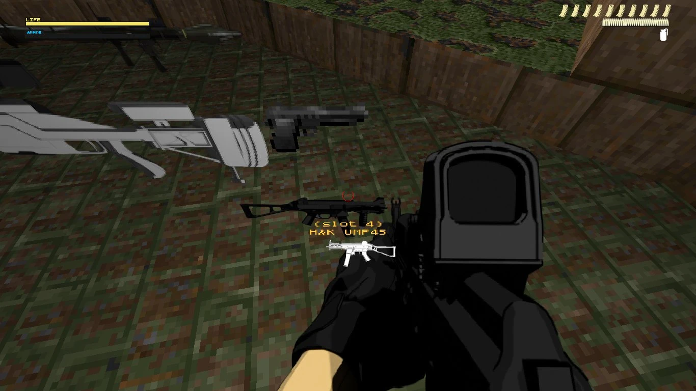 Screenshot from Doom II mod CALLSIGN ZERO showing a first-person view of a player holding a gun above pixelated floor textures