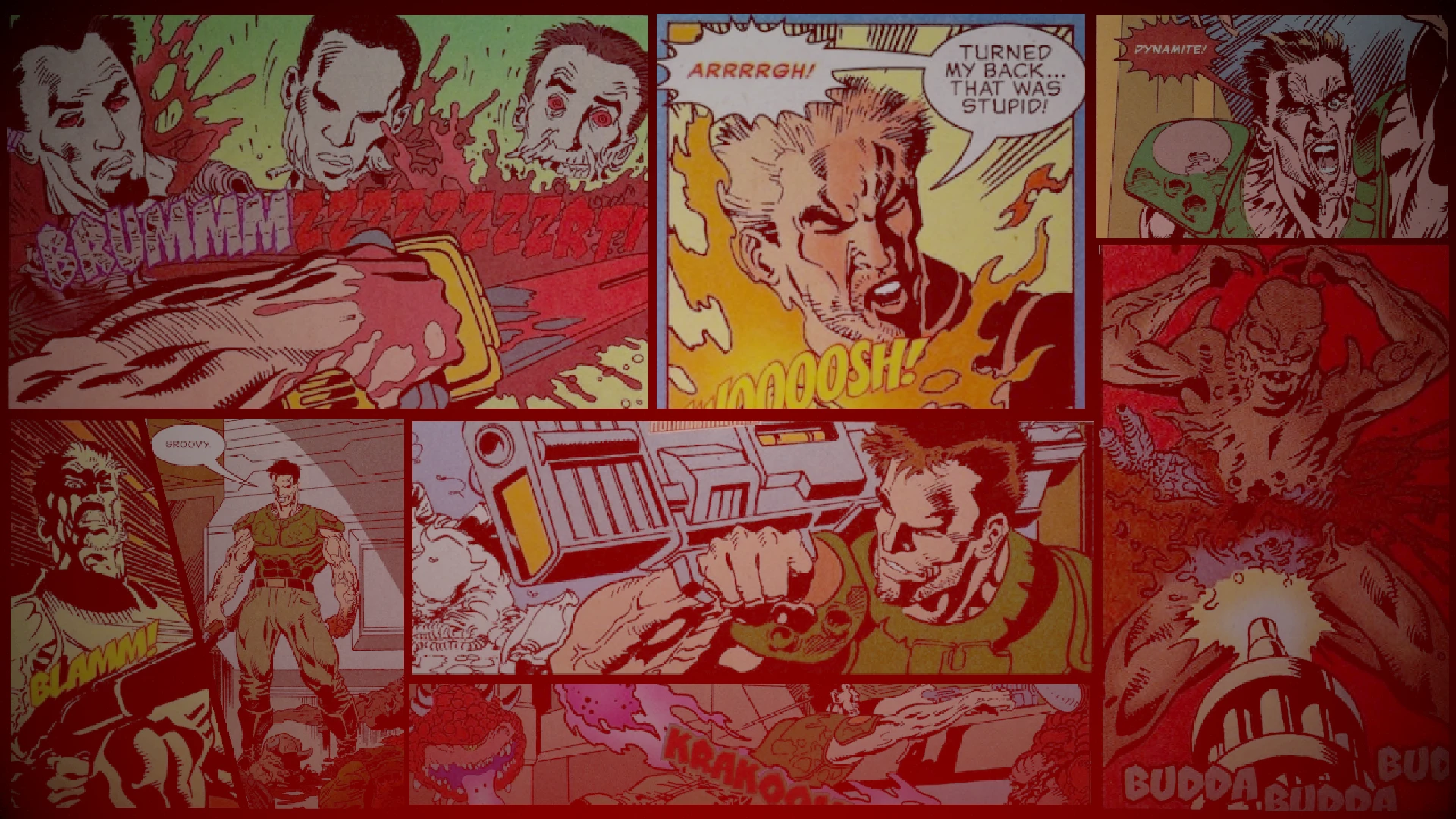 Комиксные панели из мода Doom II Comic '96 показывают интенсивный огонь и демонических врагов