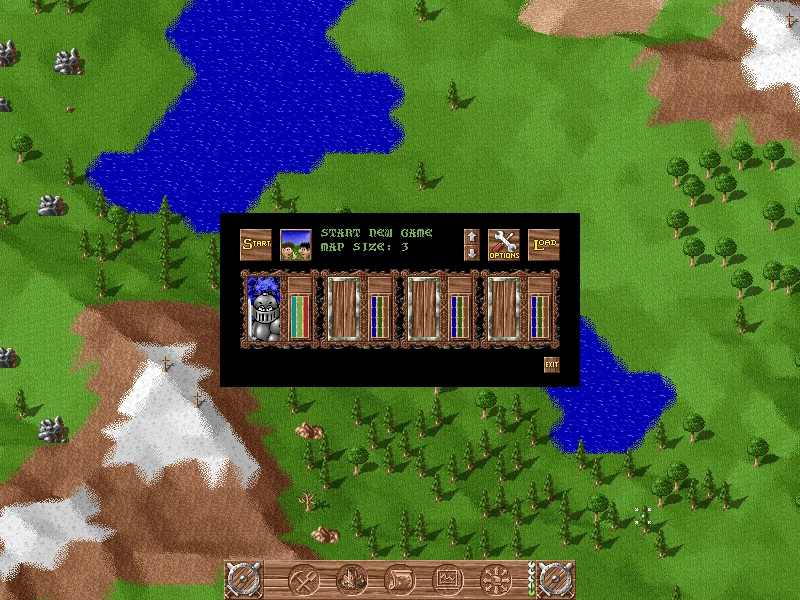 Einrichtungsoberfläche für ein neues Spiel in The Settlers auf der FreeSerf-Engine