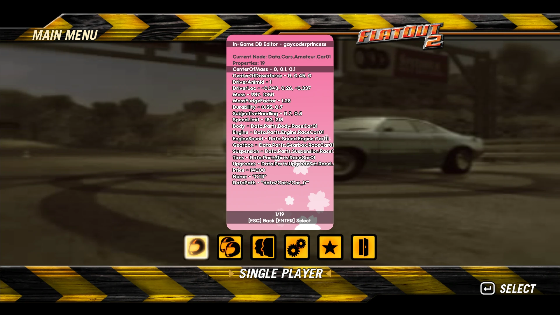 FlatOut 2 In-Game DB Editor