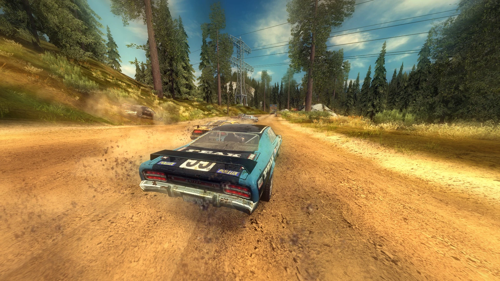 Знімок геймплея FlatOut 2 з гонками по ґрунтовій трасі без HUD