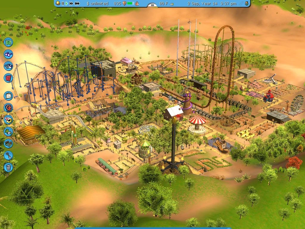 Image from the game RollerCoaster Tycoon 3 (2004)