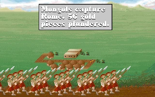 Soldados mongoles asaltan y capturan Roma, saqueando 36 piezas de oro en Civilization 1991