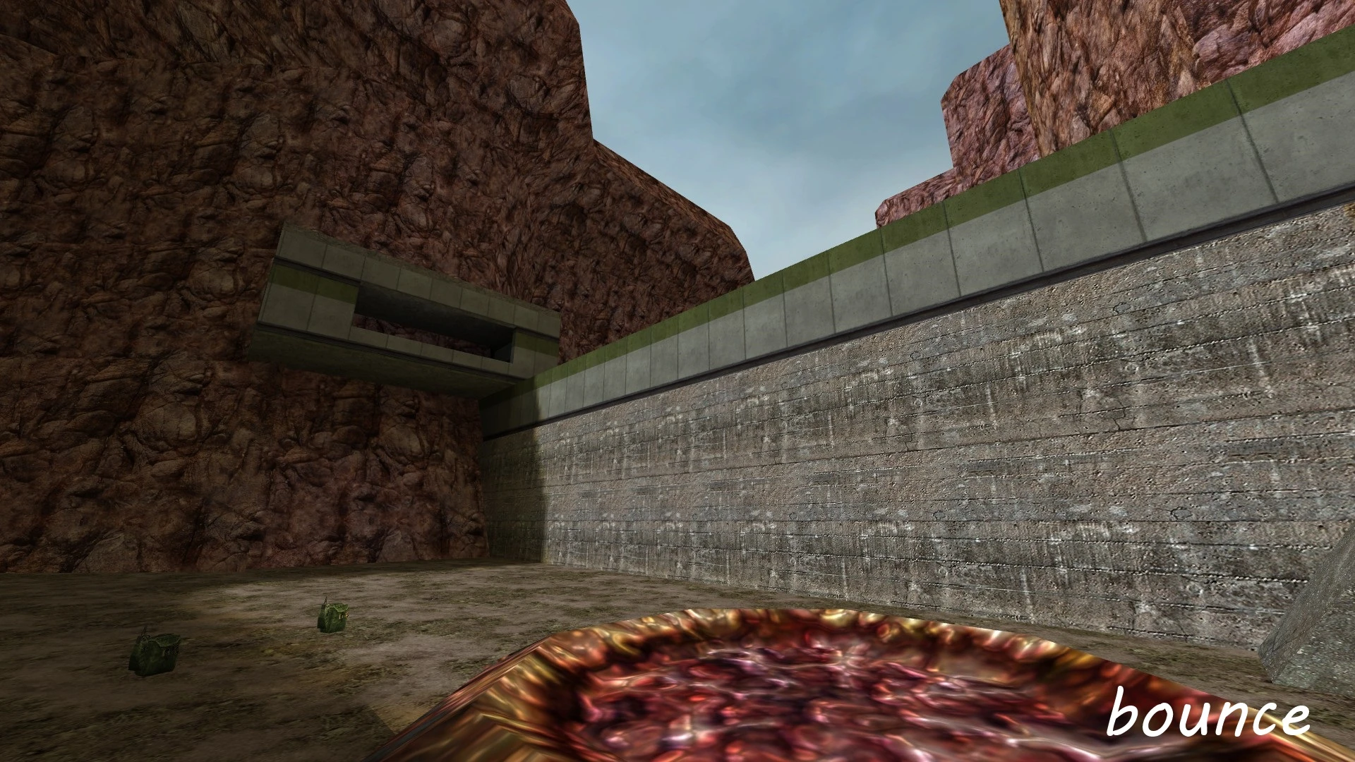 Ansicht detaillierter Felswände und Betonstrukturen in Half-Life mit crowbar Texturen