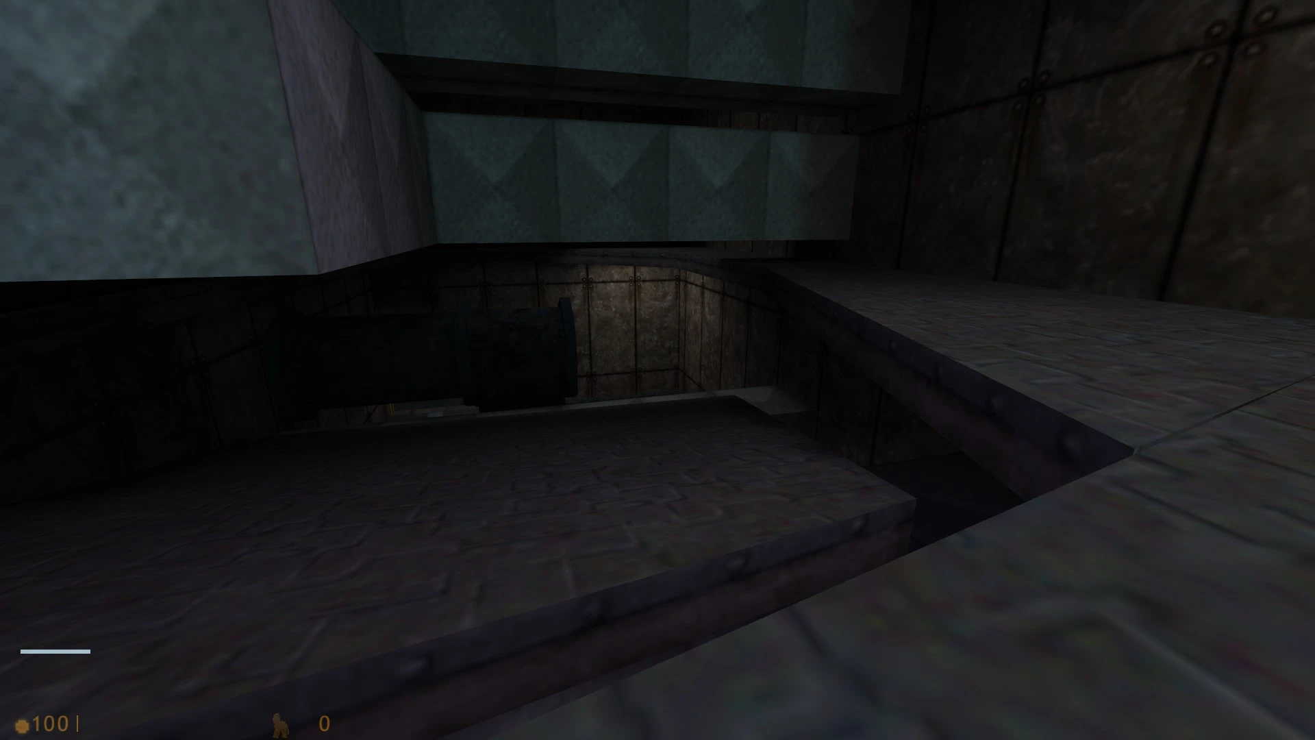 Dark industrial interior with metal floors and walls in Half-Life Cat Life GS mod screenshot