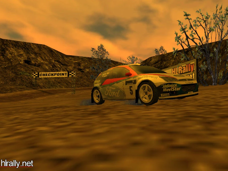 Ралли на пыльной трассе у контрольной точки в моде Half-Life: Rally