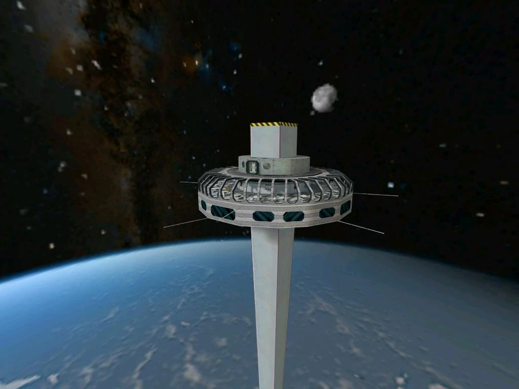 Space observation tower with earth and starry sky background in Half-Life Hazardous-Course 2 mod