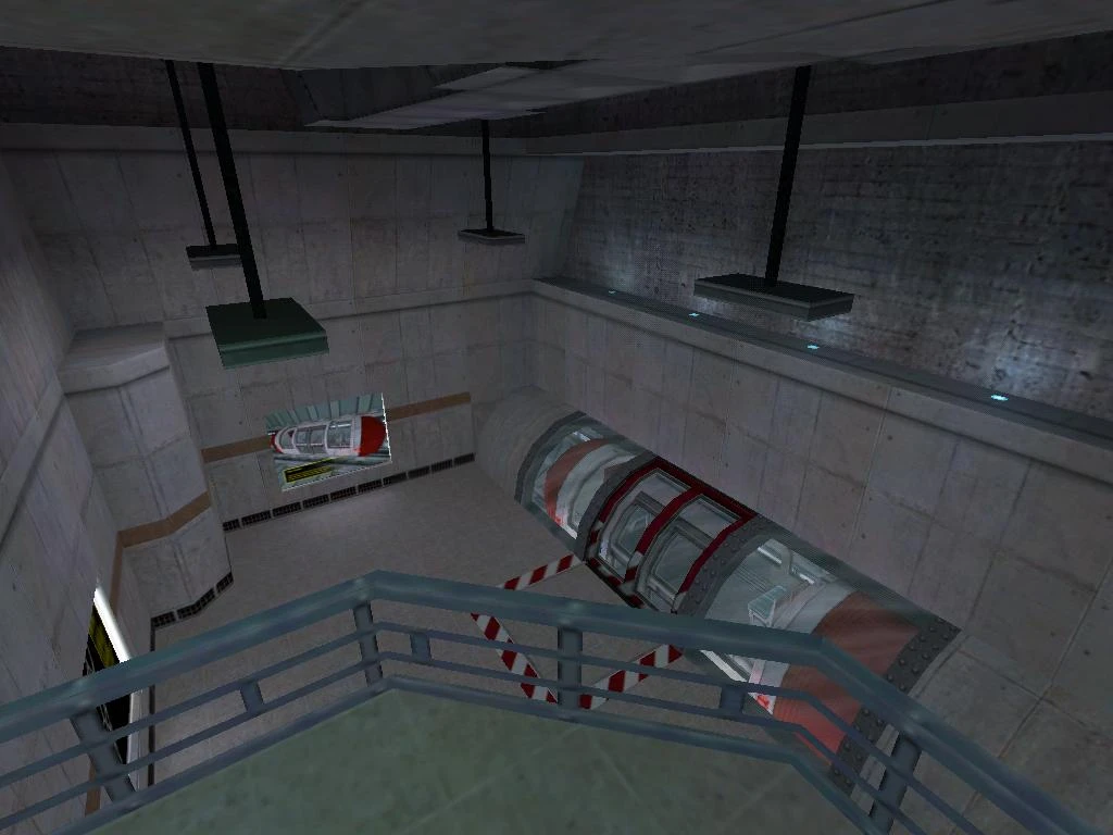 View of an industrial-style test chamber with concrete walls and large metal tube within Hazardous-Course 2 mod