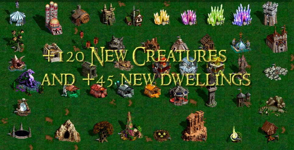 Скриншот с 20 новыми существами и 45 новыми постройками в моде Third Upgrade для Герои Меча и Магии III
