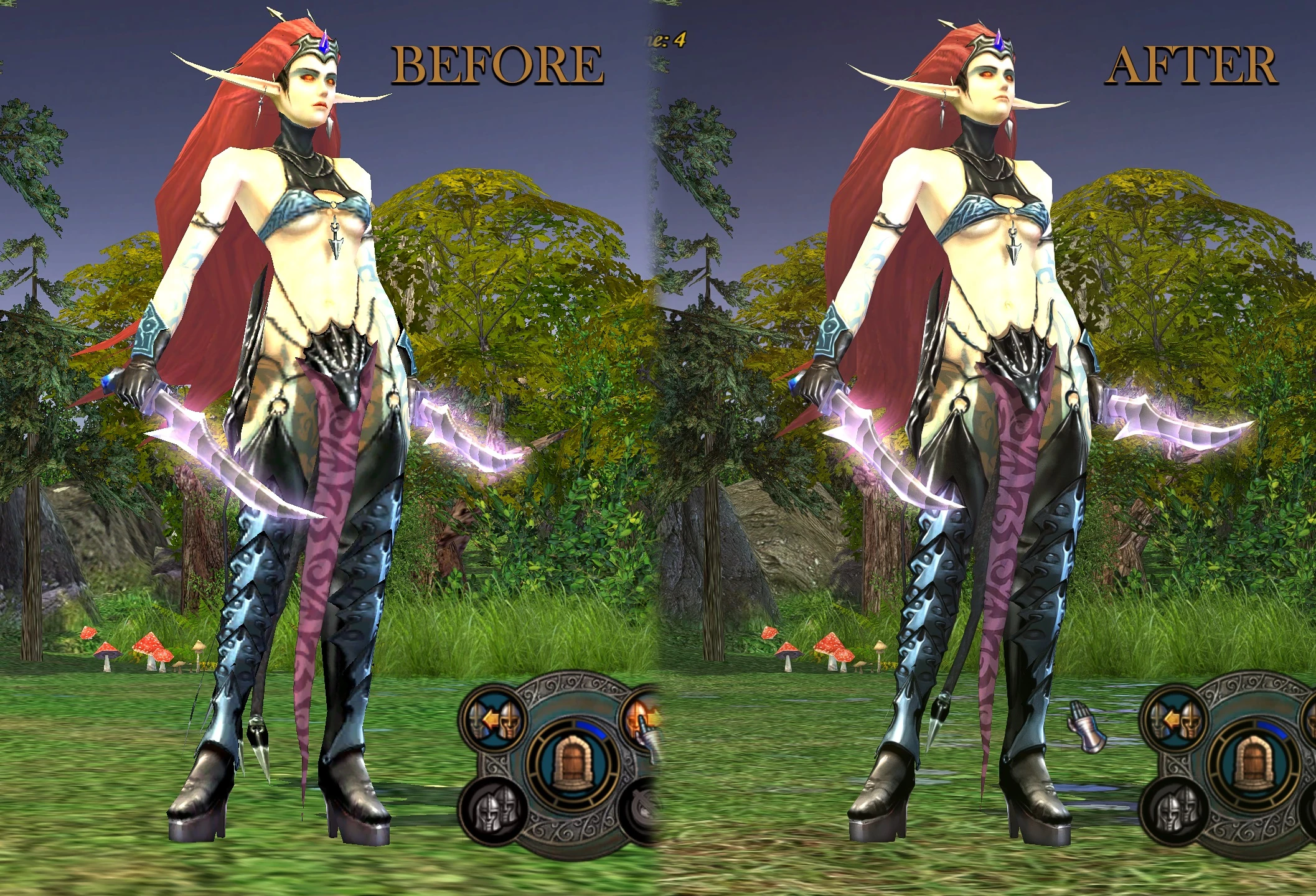 Порівняння моделі персонажа до і після застосування мода Griffin Eternal HD у Heroes of Might and Magic V