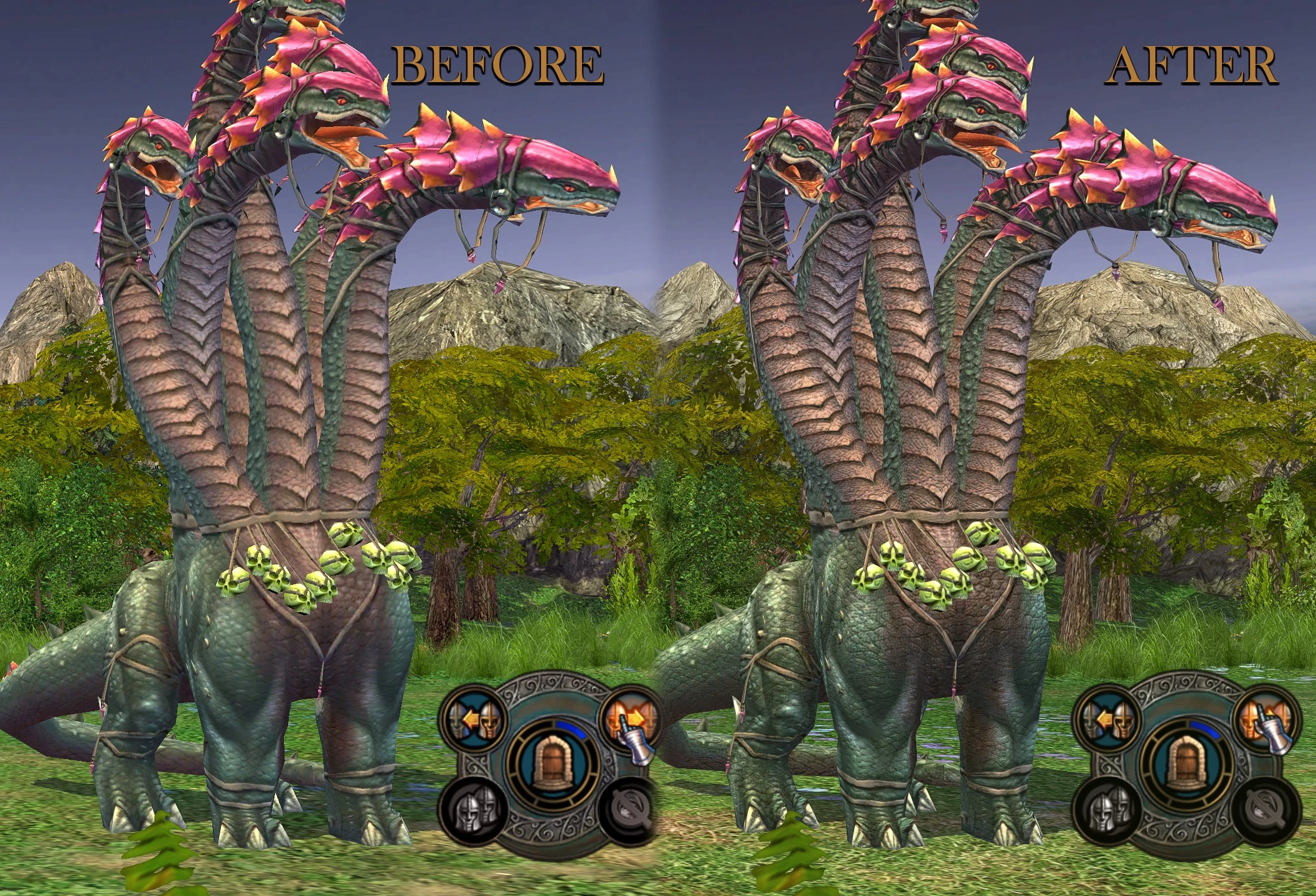 Зображення грифа до та після HD моду в Heroes of Might and Magic V