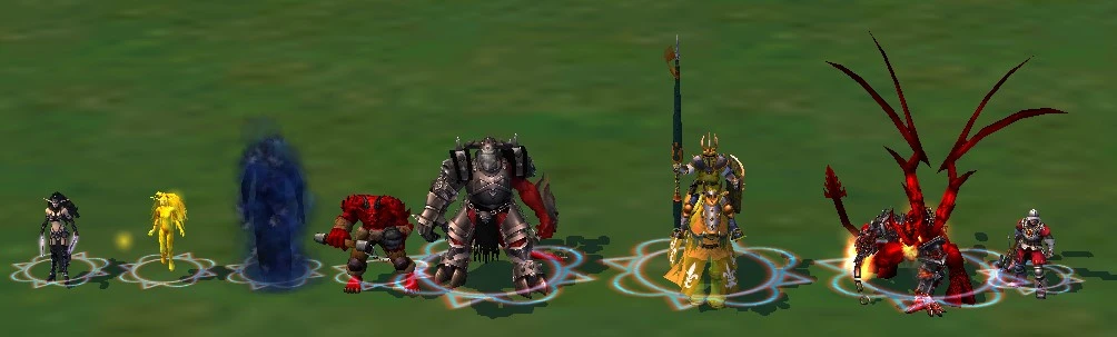 A lineup of Heroes of Might and Magic V characters featuring diverse fantasy units from Heroes of Might and Magic III Lite mod