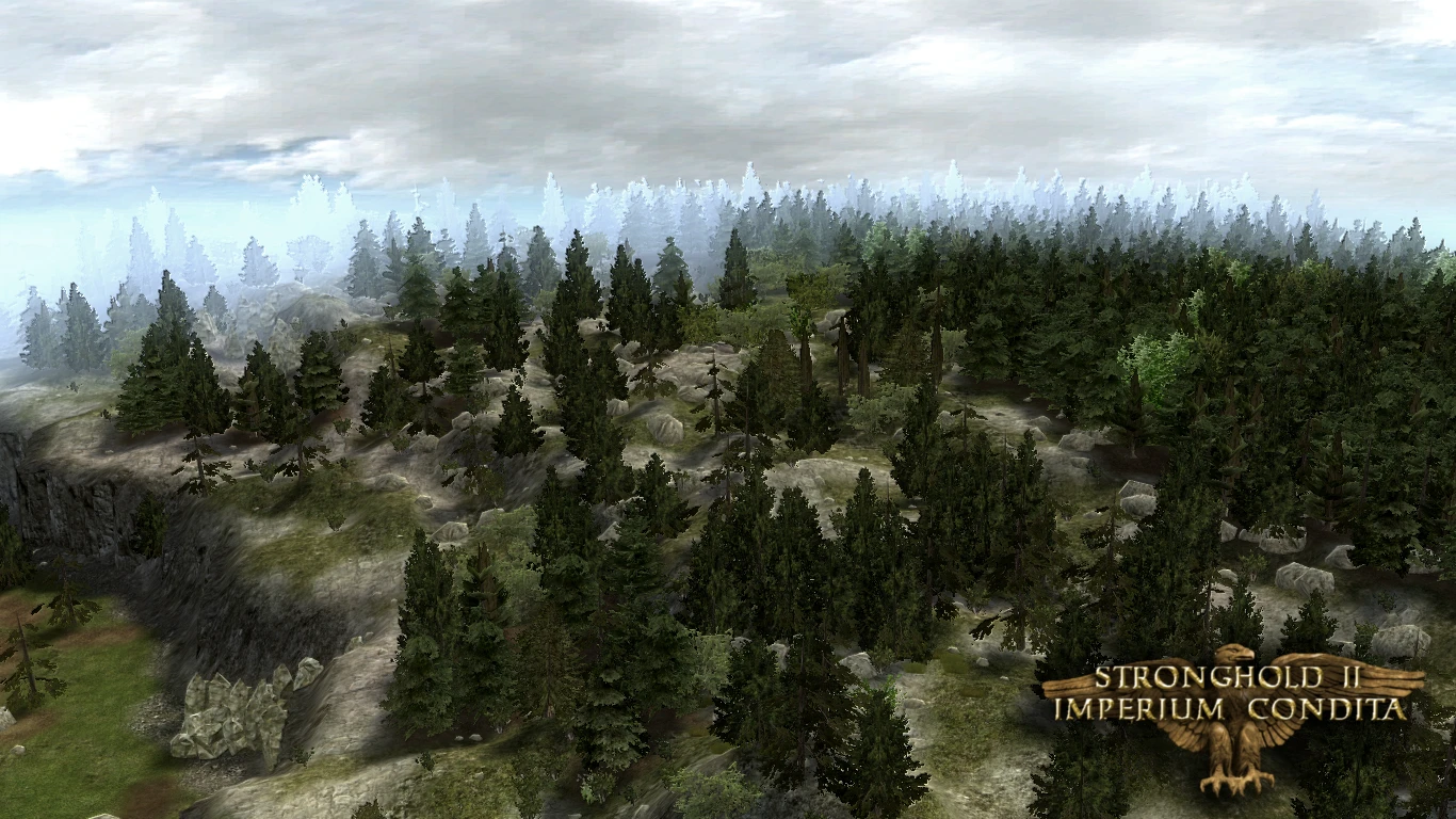 Gęsty krajobraz leśny w modzie Stronghold 2 Imperium Condita.